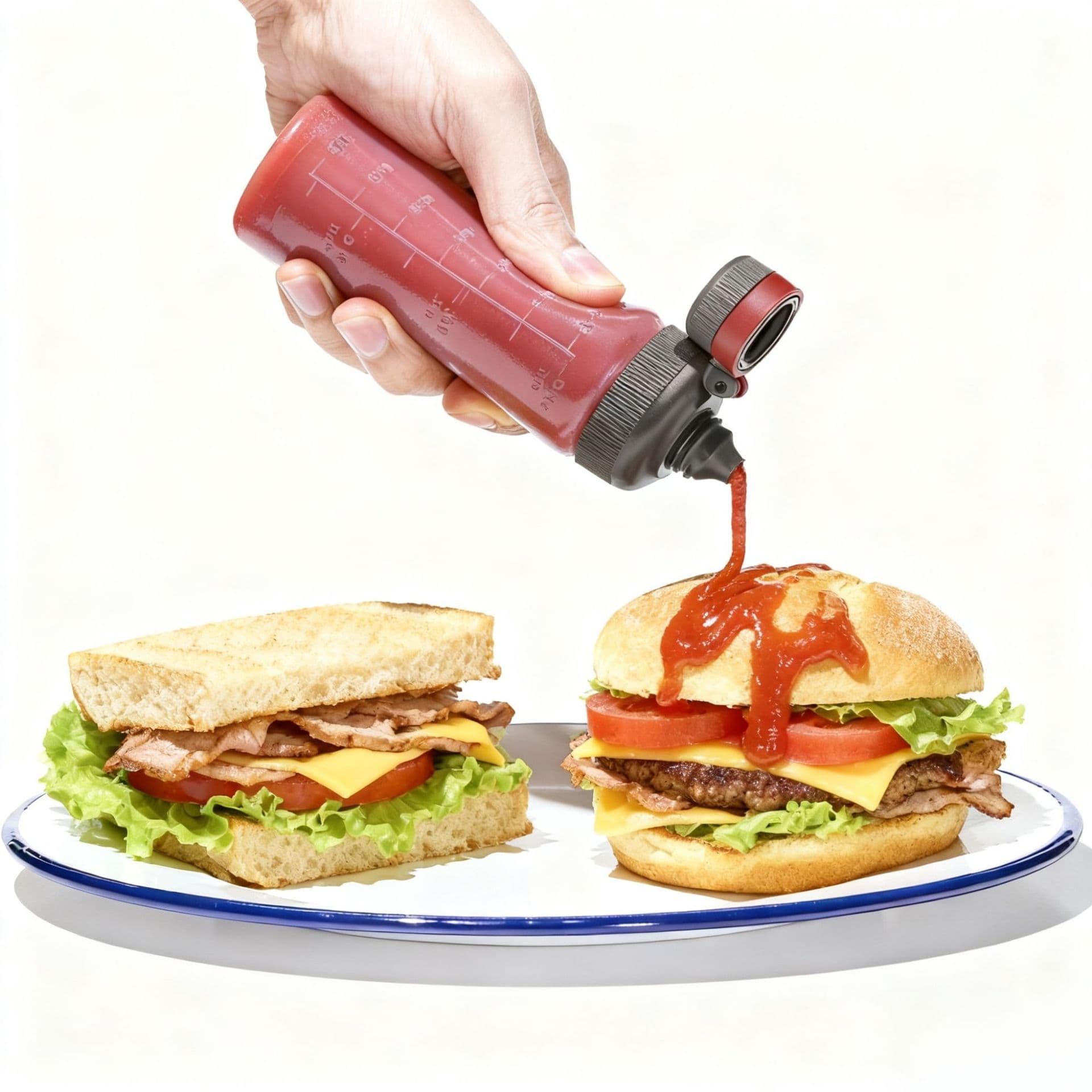 Cross-border new kitchen squeeze bottles with press-top caps, plastic condiment dispensers