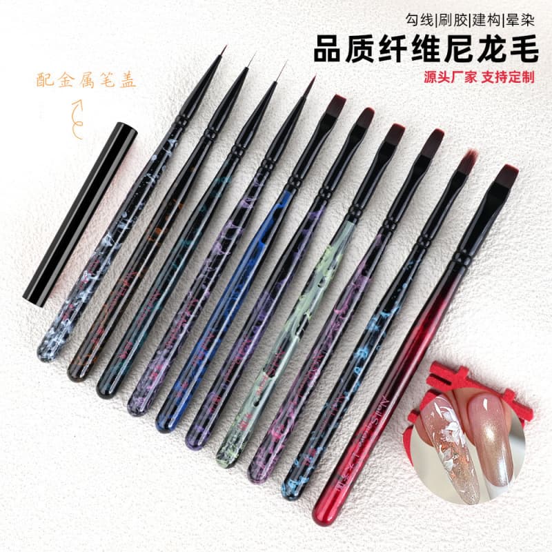 Doukou New Quality Nail Art Brush Set Universal Brush Painting Liner Brush Dust Brush Square Round Builder Gel Brush