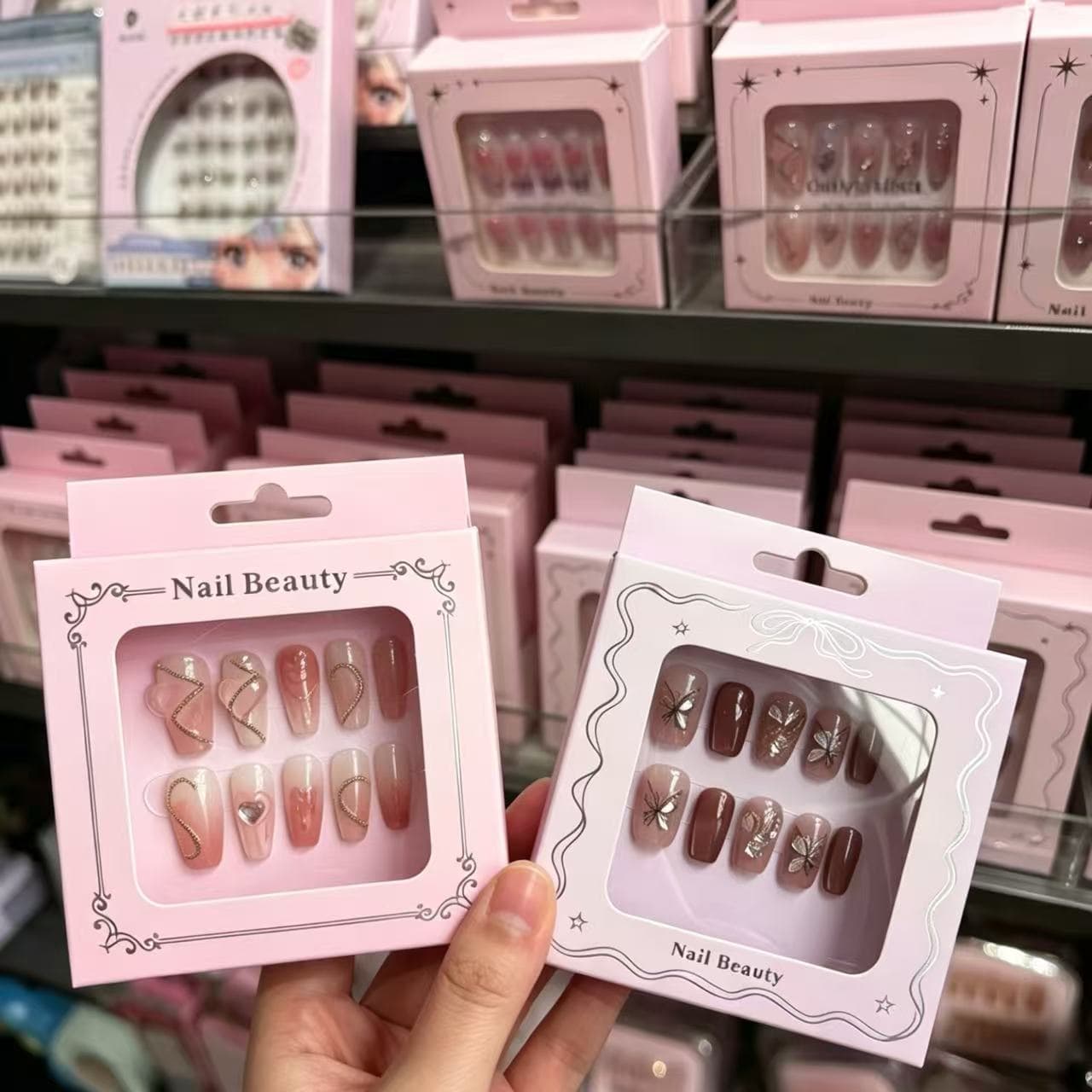 Overseas Press-On Nail Packaging Box, Press-On Nails Nail Display Box, Window Gift Packaging Box with Hook