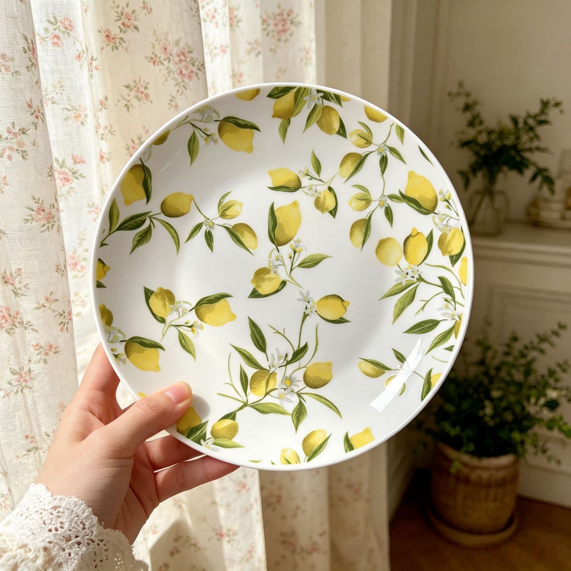 European Lemon Ceramic Dinnerware Plate Round Plate Home Commercial Serving Plate High Appearance Plate Dish Set Premium Style