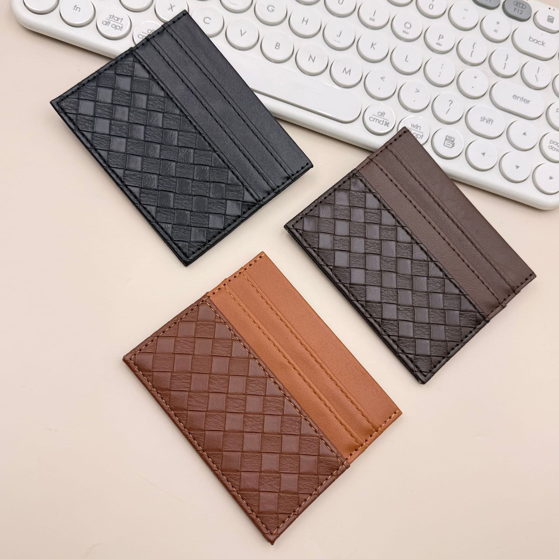 Factory Direct Small Woven Ultra-Thin Card Holder for Men and Women, Bank Card Mini Business Card Case, ID Card Sleeve