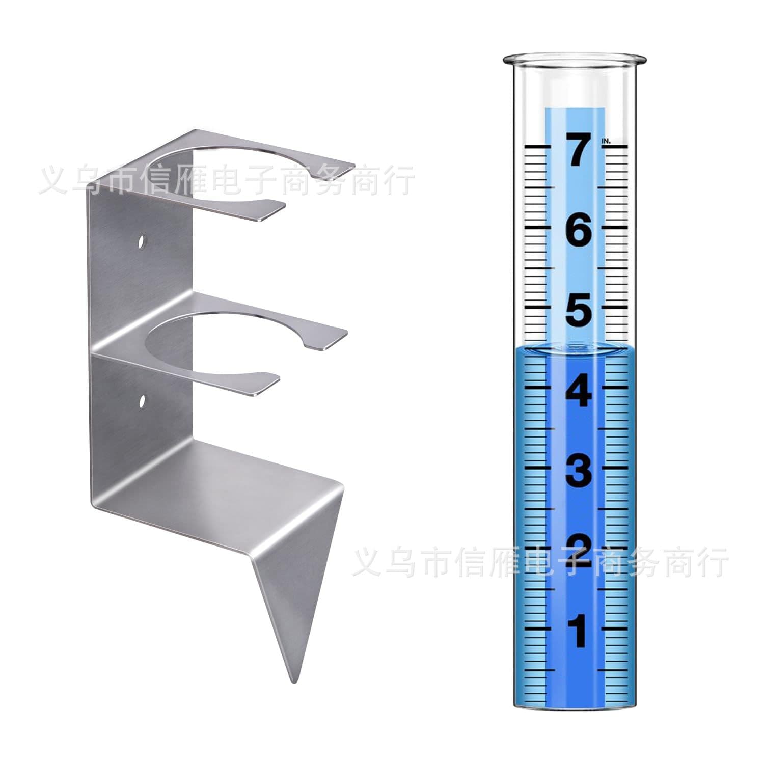 Rain Gauge Capacity Meter with Pole Mount, Stainless Steel Installation Frame for Yard and Garden Outdoor Use