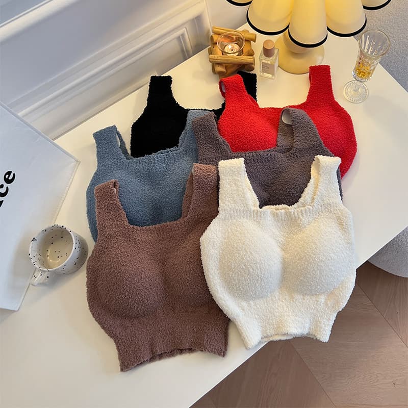 Women's Fleece-Lined Thermal Underwear with Built-in Bra Pads, Long Version for Autumn/Winter