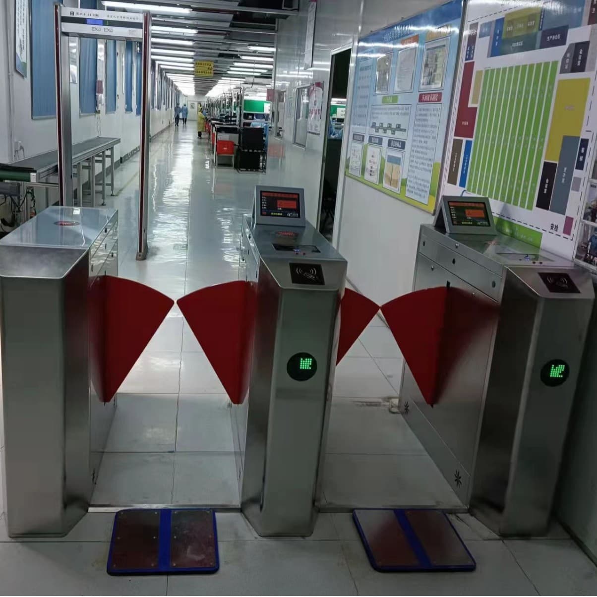 Shaanxi factory ESD anti-static access control system, workshop entrance fingerprint and face access control gate system swing gate
