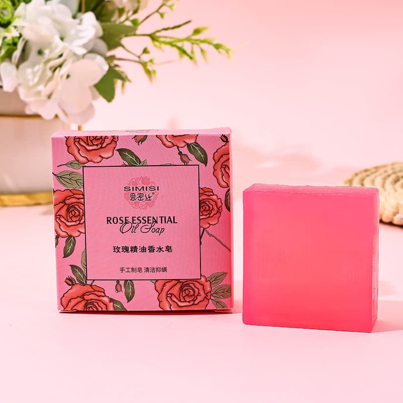 Rose Essential Oil Soap for Face and Body Wash, Handmade Soap Usable as Perfume Soap, Refreshing Bath Soap for Home Use, Long-Lasting Fragrance