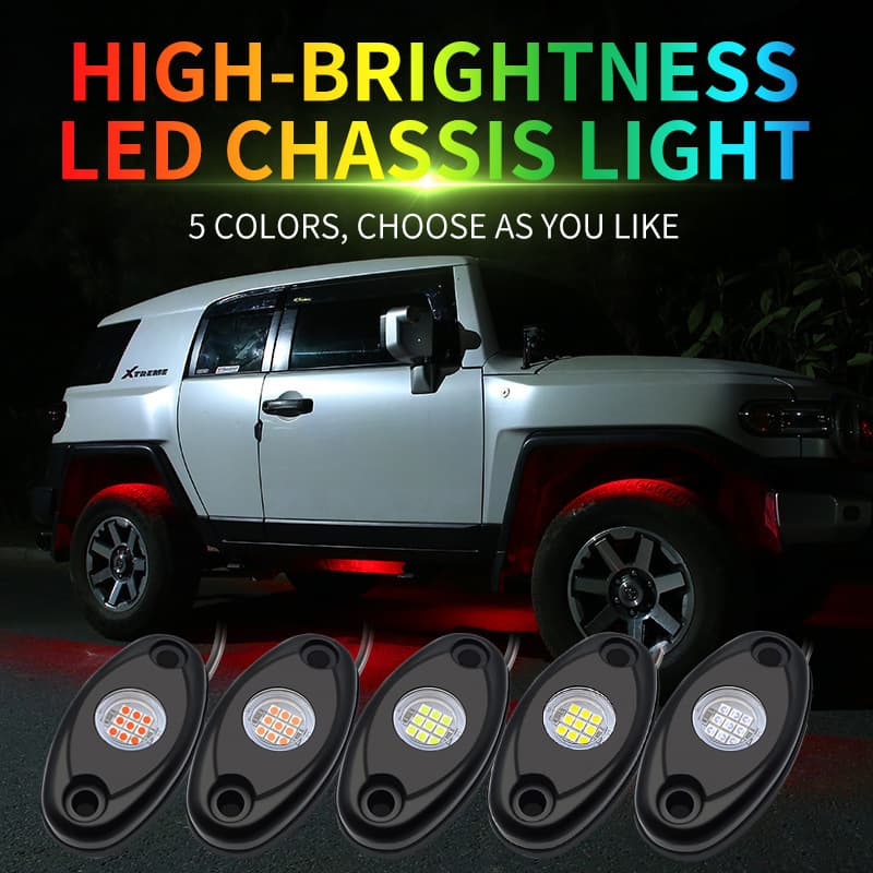 Cross-border Special Supply Car Chassis Light Aluminum Alloy Off-road Tank Grille Light LED 9-Light Multi-Color Chassis Modification Light