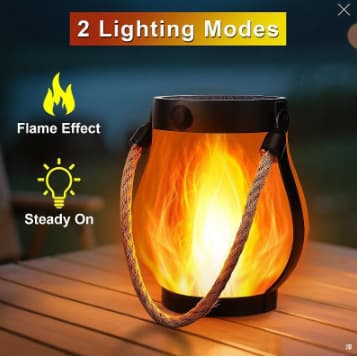 [Outdoor Hot Item] Popular Solar-Powered Second Generation Flame Lantern for Party Camping Decoration, USB Charging