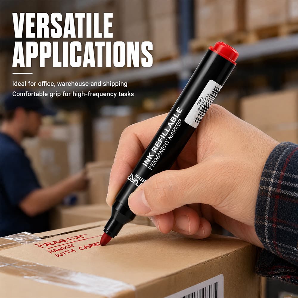 Logistics oil-based marker, warehouse marker, waterproof quick-drying marker, 4-color broad tip marker, wholesale in stock