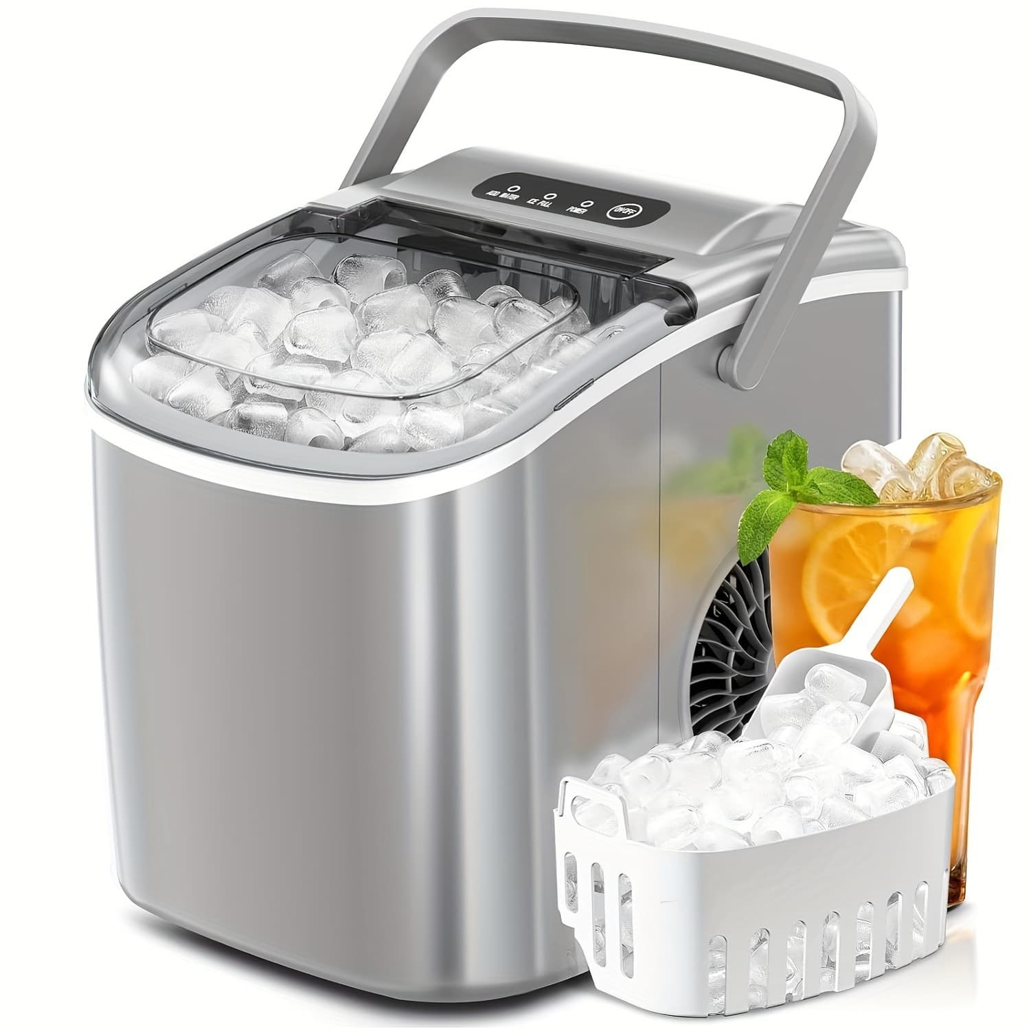 ②I5222026 New cross-border drop shipping portable desktop ice maker, with handle 26 lbs/day model 9