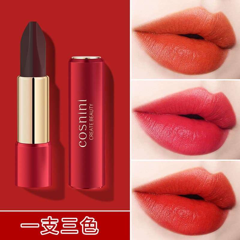 Trending 3-Color Lipstick Moisturizing Long-Lasting Non-Stick Non-Fading 3-Color Lip Balm Drop Shipping
