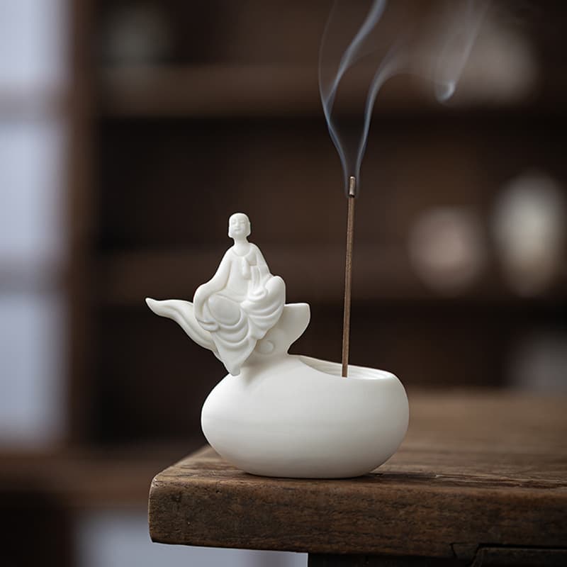 Zen Wuxiang Little Monk Incense Holder Ceramic Small Incense Burner Home Indoor Creative Incense Stick Tea Table Incense Tray