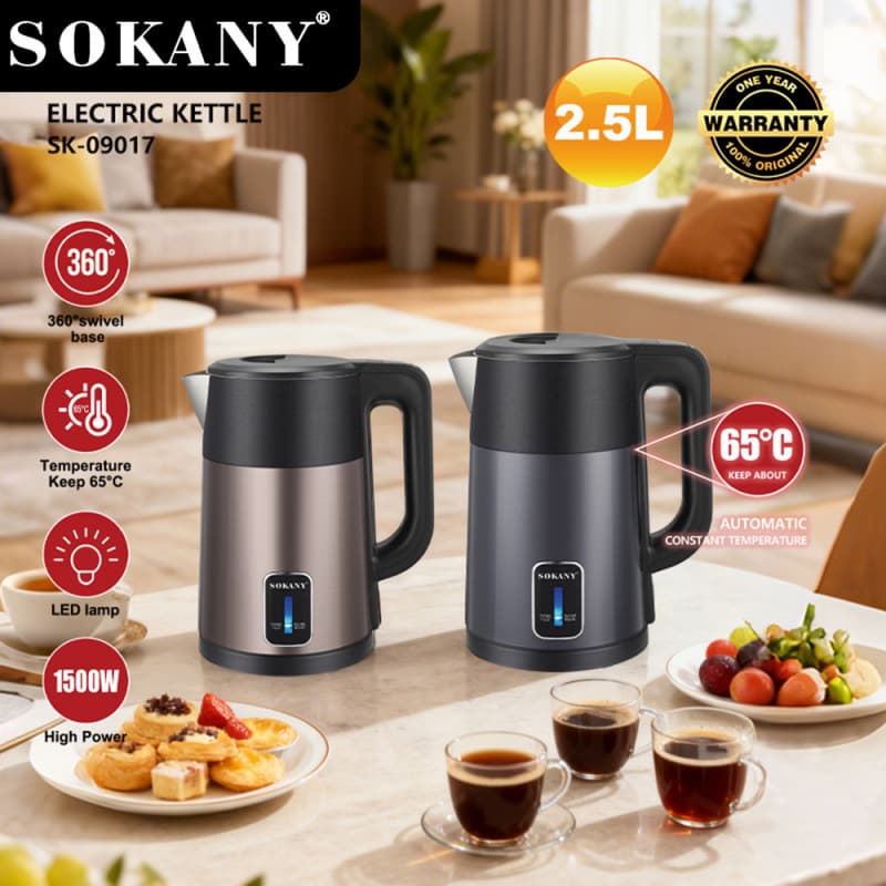sokany cross-border 1.7L electric kettle 304 stainless steel SK-09017 electric kettle rapid heating anti-scalding 150