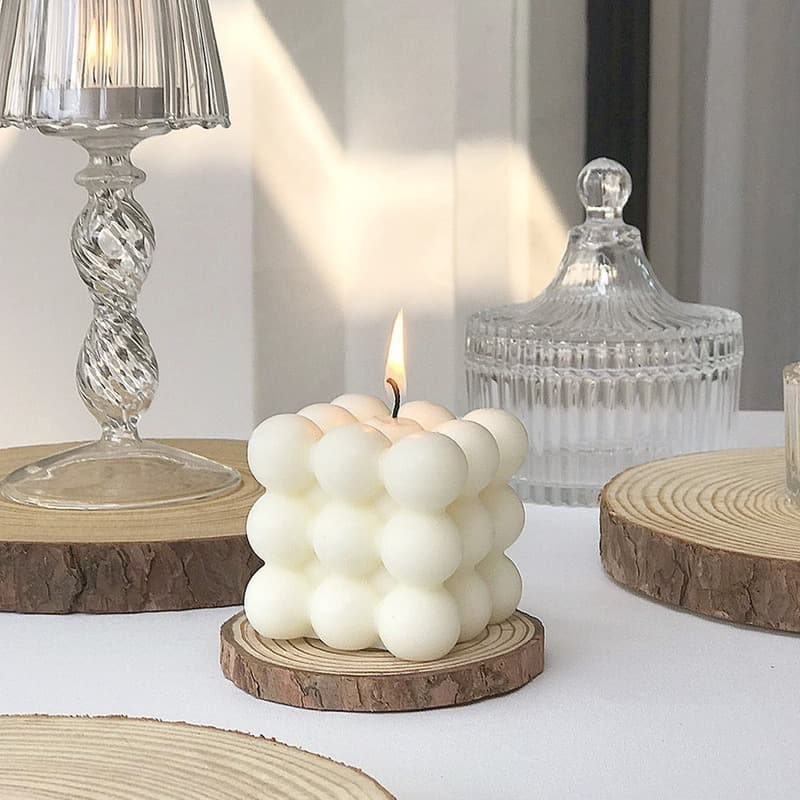 Creative Cube Aromatherapy Candle Graduation Birthday Gift for Classmates Cute Unique Handmade Soy Wax Candle Flower Shape