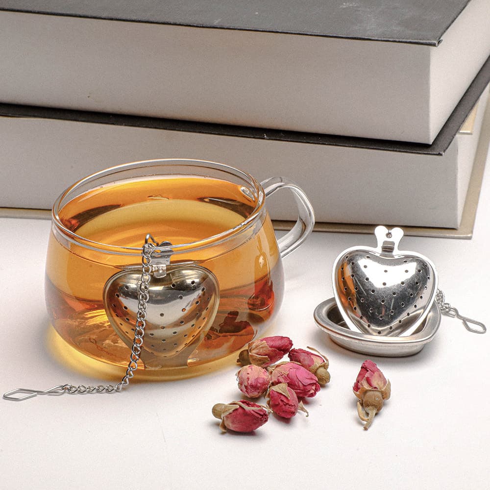 In-Stock Stainless Steel 304 Heart-Shaped Tea Infuser with Modern Minimalist Chain, Love Tea Strainer Ball