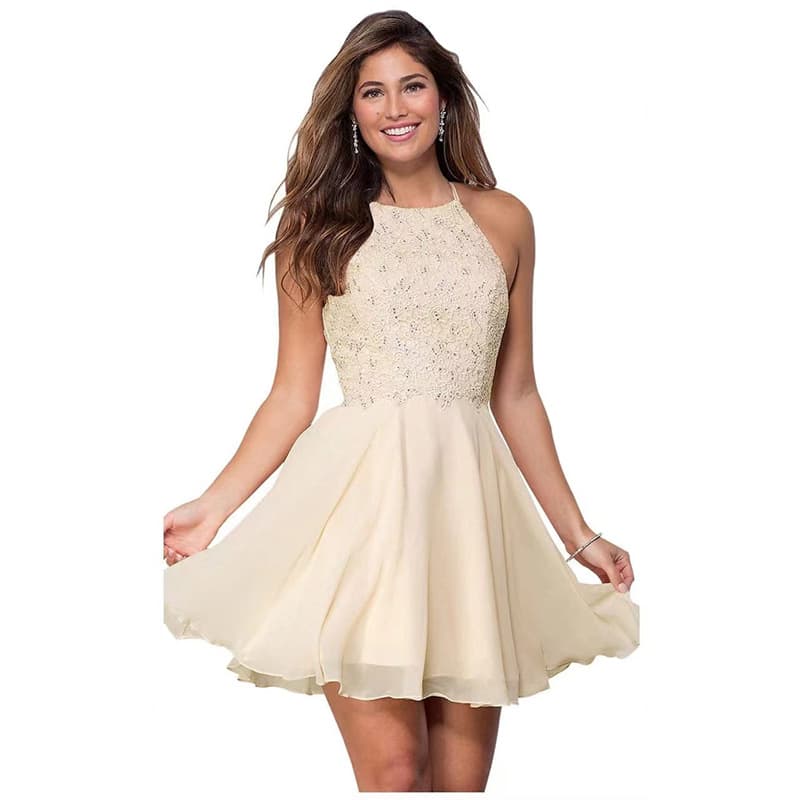Short Evening Dress for Women with Halter Neck, 2025 New Slim Fit Formal Dress for Class Reunion and Prom