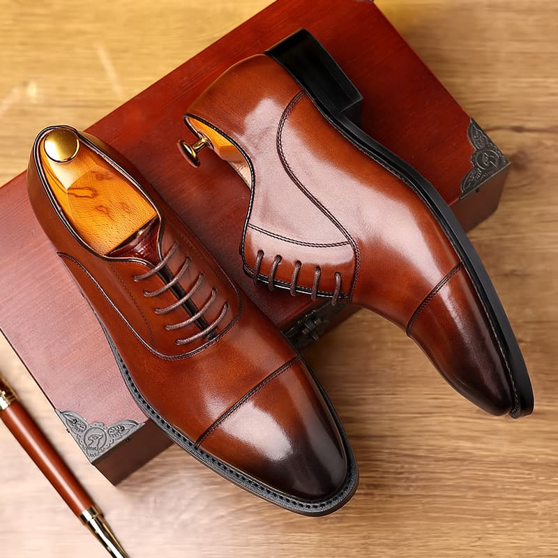 Men's Genuine Leather Three-Joint Oxford Shoes Business Formal Dress Shoes Head Layer Cowhide British Oxford Wedding Shoes Wholesale Custom