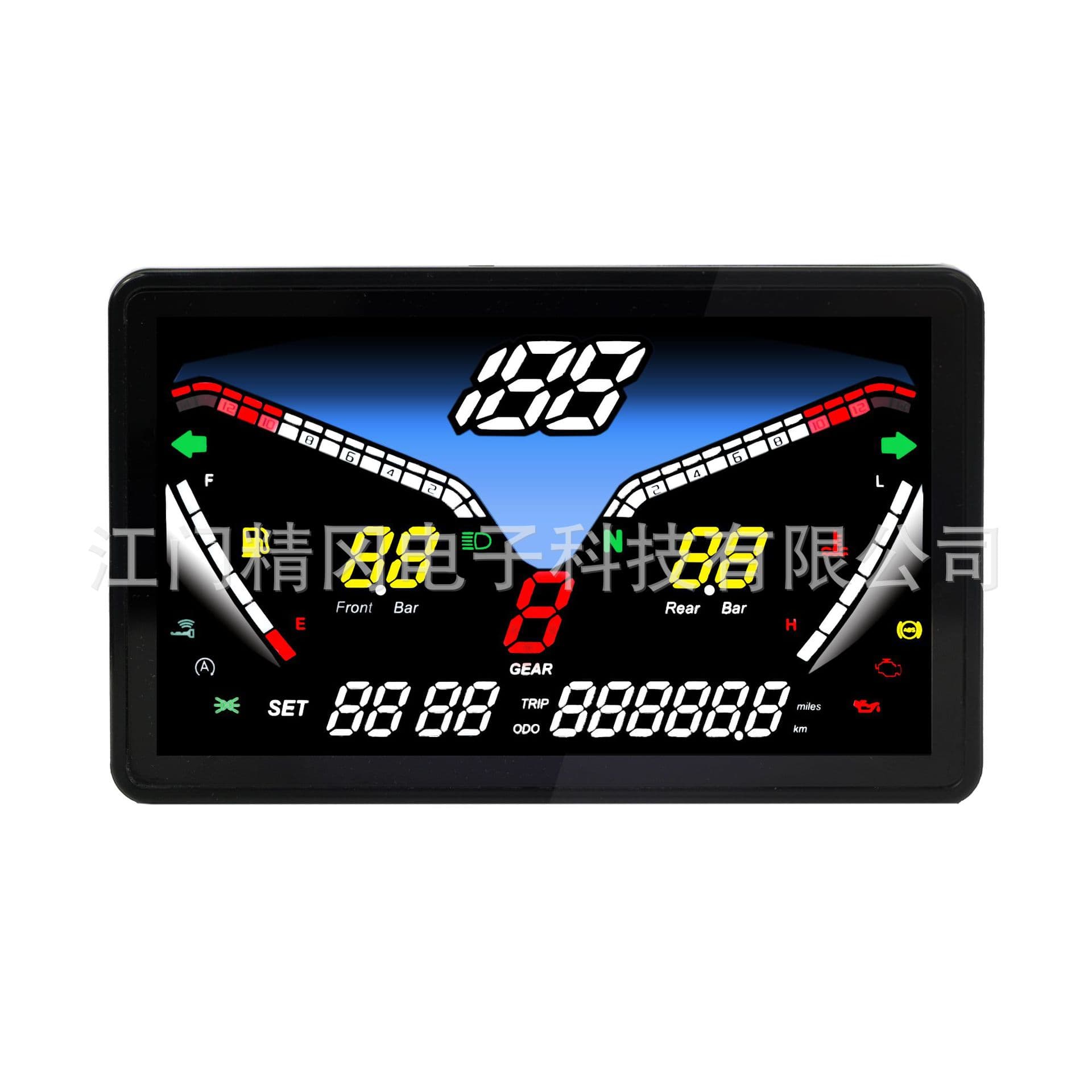 Hot-selling American-made universal motorcycle instrument panel, 7-inch with sensor wires for speedometer, tachometer, fuel level, and odometer.