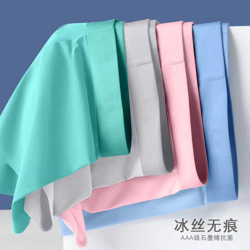 Men's Ice Silk Boxer Briefs Summer Breathable Seamless Thin Sexy Shorts Trend