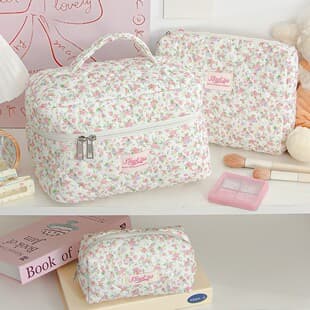 New Pink Floral Large Capacity Cosmetic Bag Portable Printed Toiletry Organizer Pillow Bag for Travel Cross-border