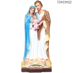 7080 Holy Family Three-Person Resin Shining Craft Three-Dimensional Original Statue Painted Colored Decoration 75*33*22