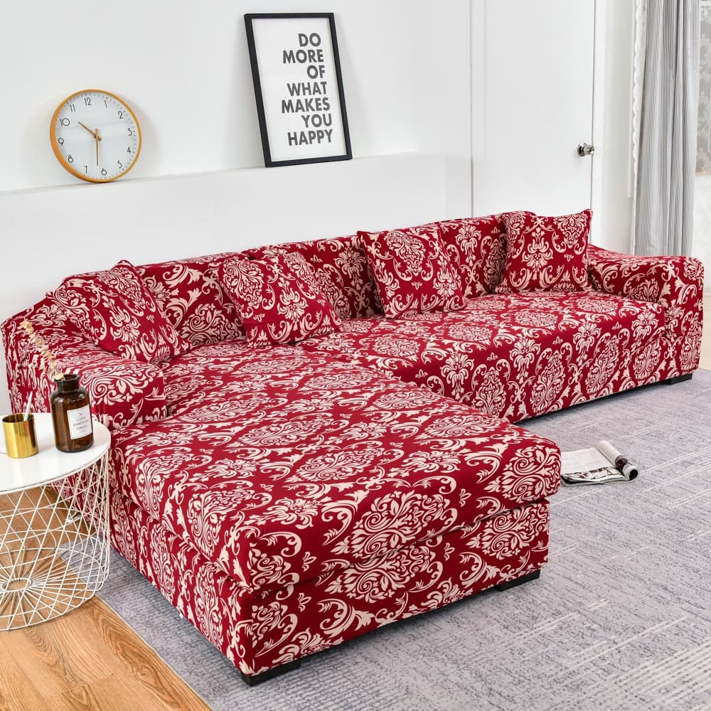 Cross-Season Printed Elastic Sofa Cover Full Wrap Dust Cover for Single, Double, Triple, and Four-Seater Sofas with Anti-Slip Tight Fit Cushion Cover
