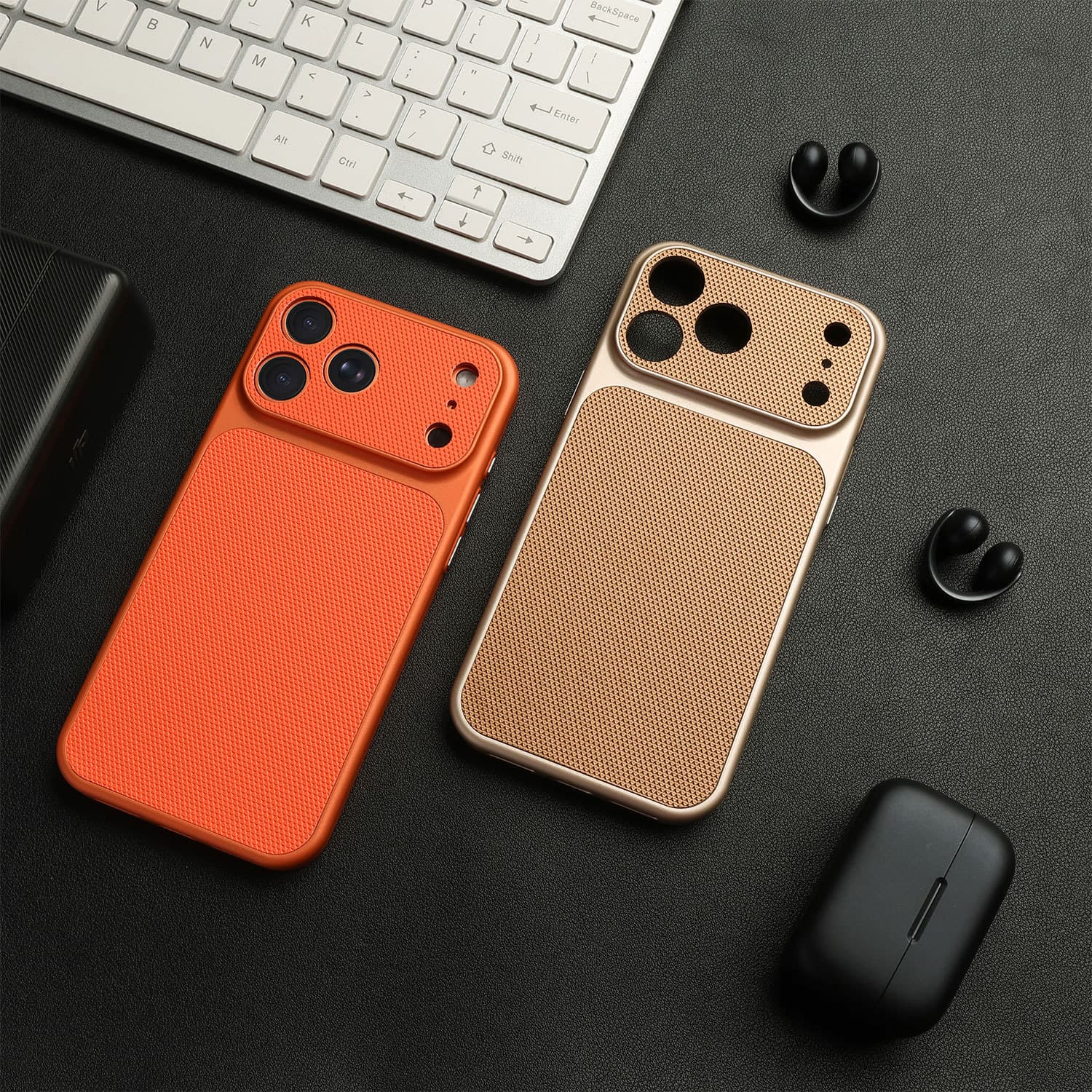 iPhone 17 Pro Max Large Window Protective Case Full Coverage Apple 16/15 Pro Leather Diamond Pattern Soft Phone Case