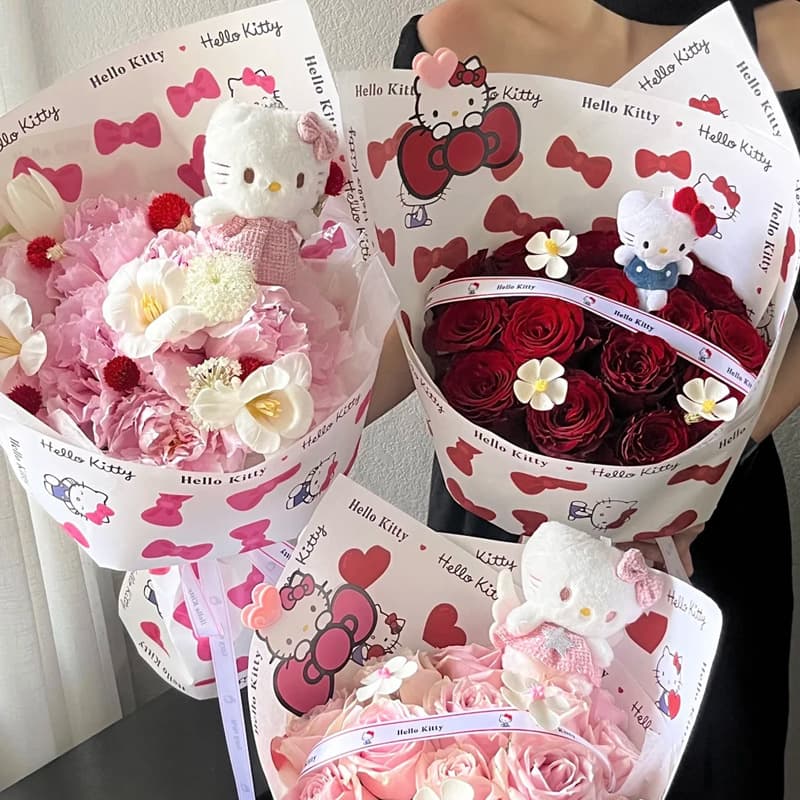 Children's Day bouquet wrapping paper butterfly cartoon cute floral gift wrapping paper flower packaging materials