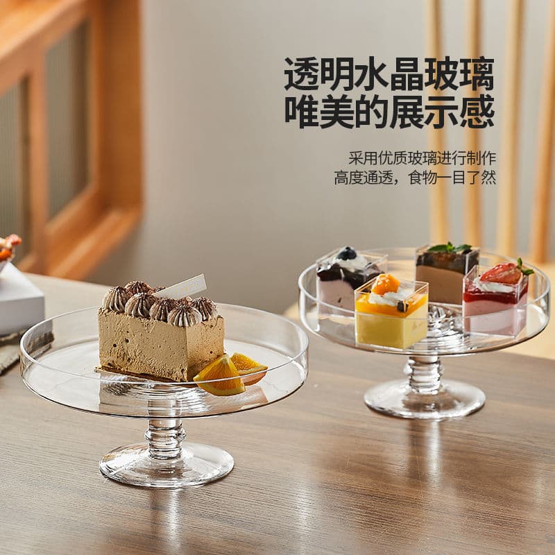European Glass Cake Cover Steak Tray Dessert Table Display Stand Restaurant Fruit Snack Plate Buffet Dessert Cover Factory