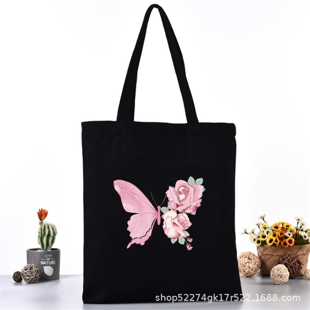 Best-selling Export Butterfly Series Print Canvas Bag Shoulder Bag Student Fashion Tote Amazon Best-selling