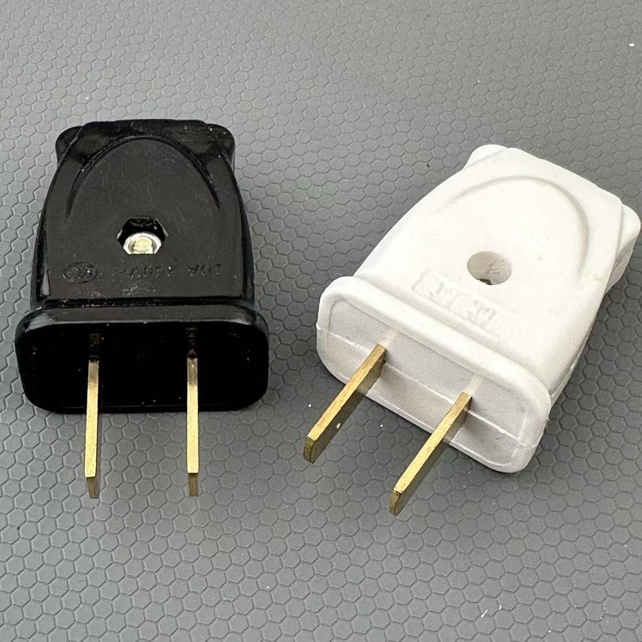 Black 2-pin plug, 2-pole, 2-slot, 10A 220V power plug, 2-hole angled plug without cord