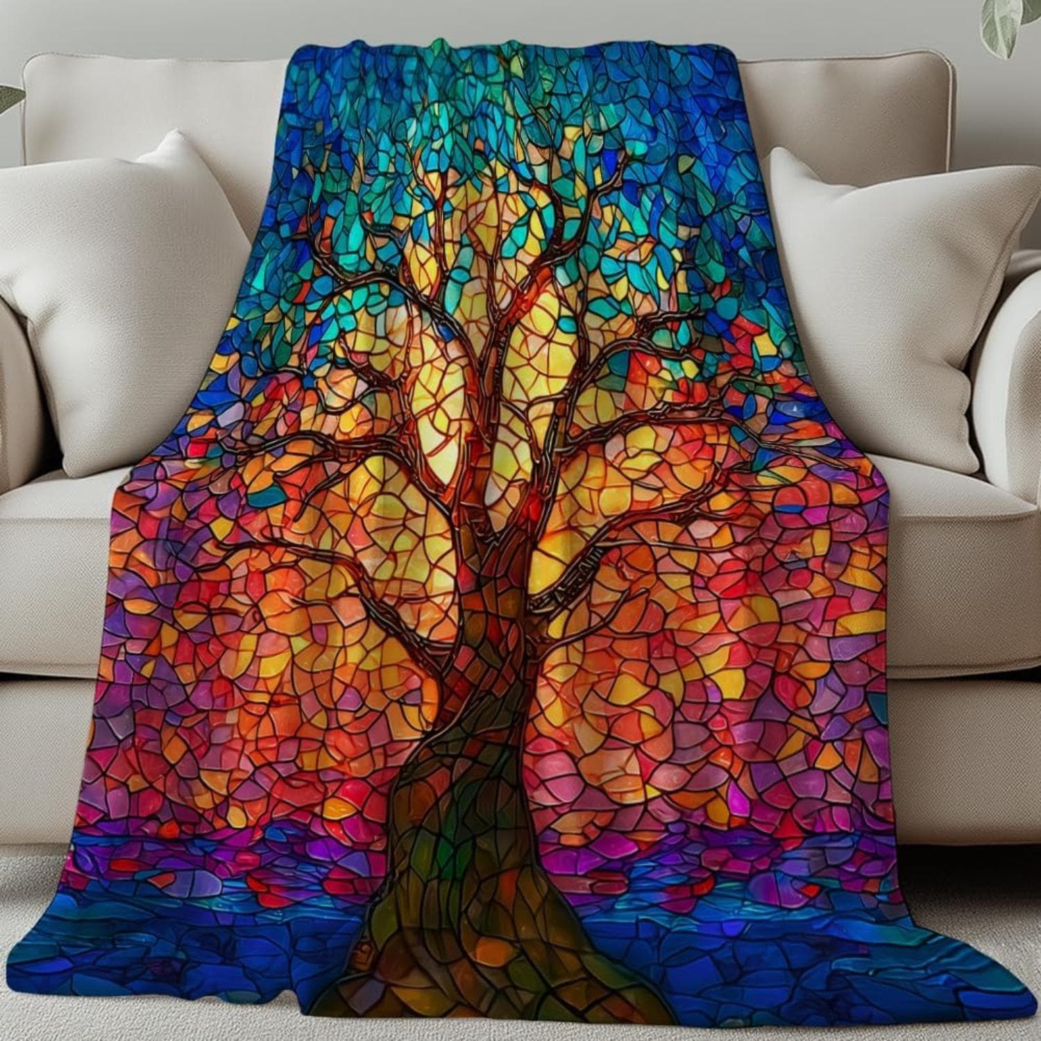 Tree of Life Printed Soft Thin Throw Blanket Home Office Sofa Bed Chair Suitable for Gifts 150×130cm