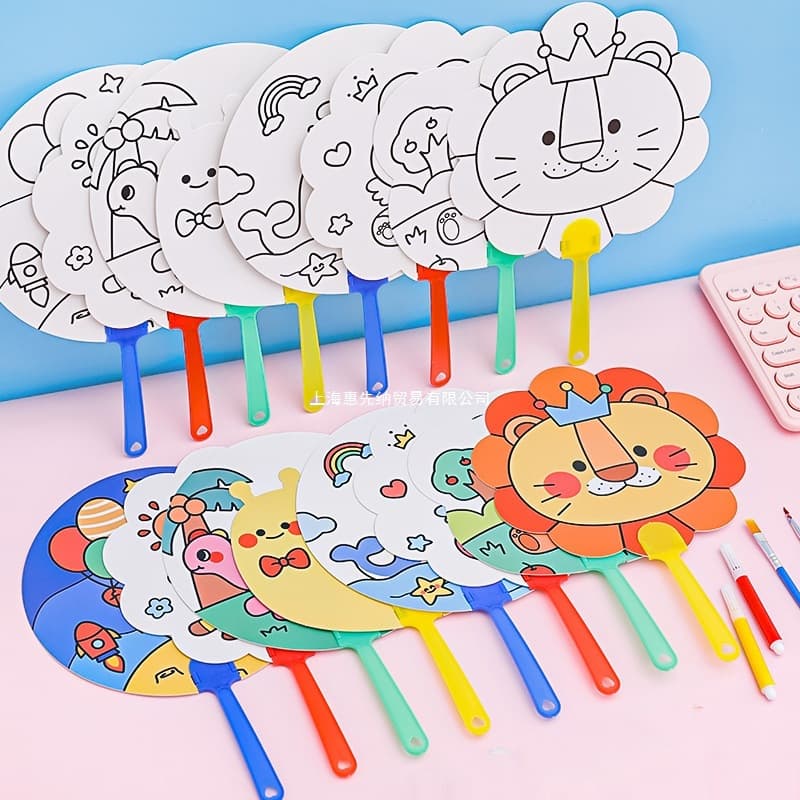 Class Reward Small Fan Small Gift Children Graffiti Give Children Children's Day Gift Kindergarten Ceramic