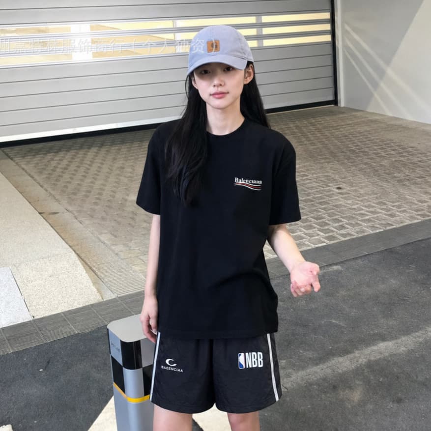Paris Cross-border B 26s New Classic Logo Embroidered Co-branded Drawstring Shorts Loose Five-point Shorts Paris Shorts