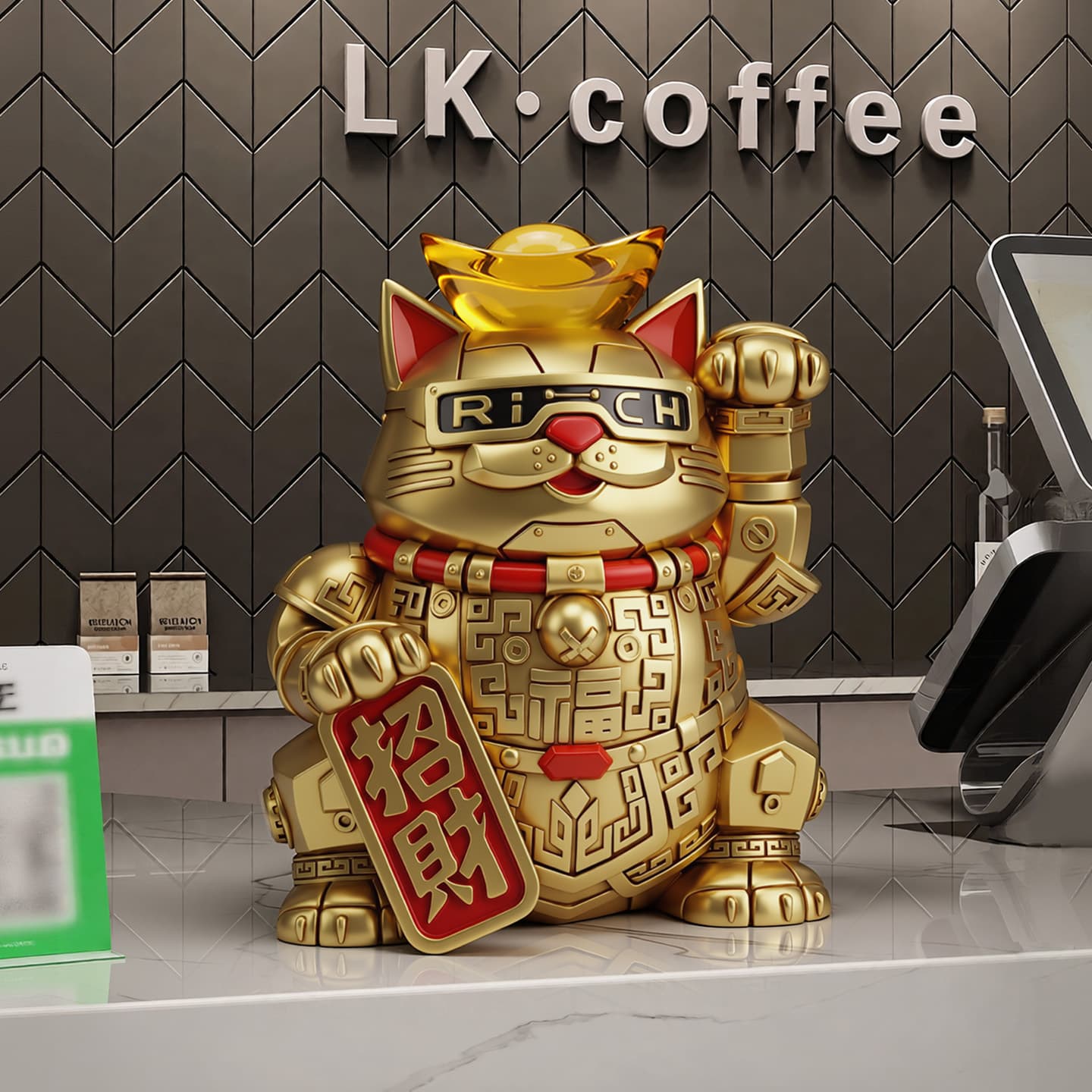 Maneki Neko Ornament Shop Cash Register New Store Opening Gift Front Desk QR Code Payment Decoration Housewarming Gift