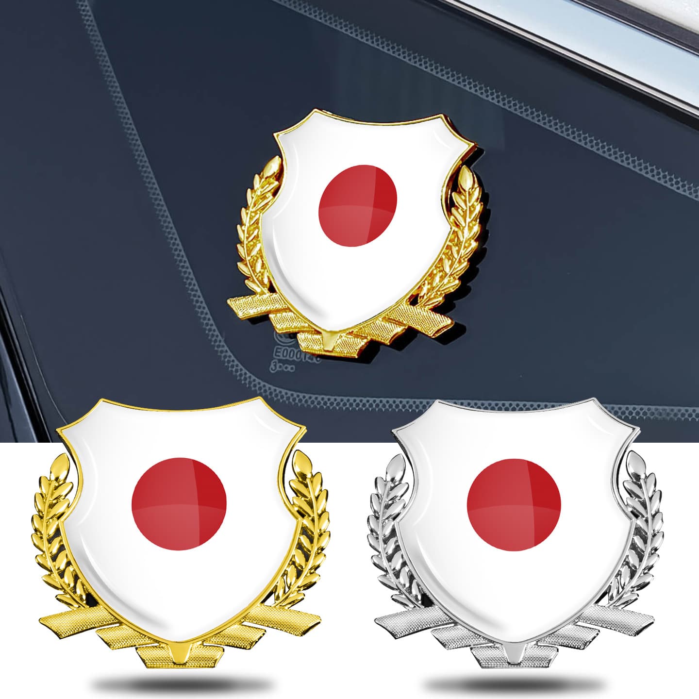Car Metal Flag Decal Japan Decal Japanese Wheat Side Badge Tail Badge Personalized Japanese Flag Decal
