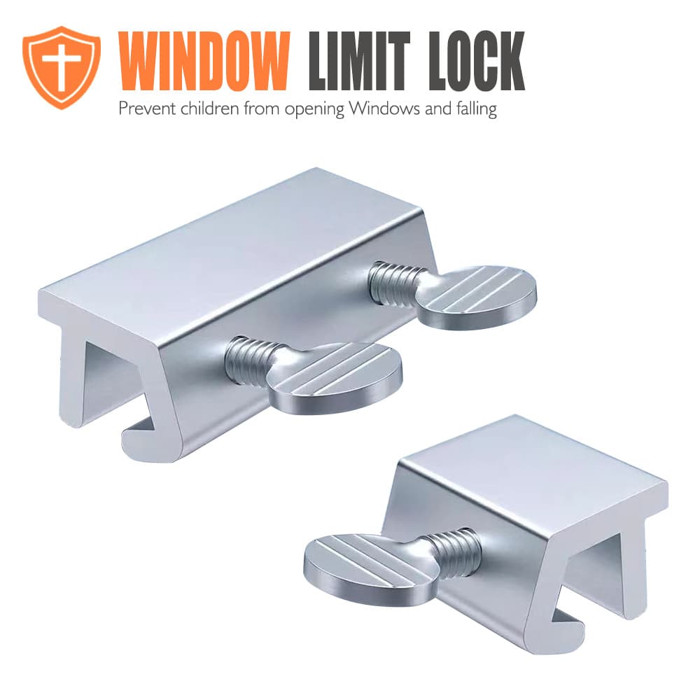 Silver Stainless Steel Window Lock round Handle Door Window Safety Lock Protection Limit Switch Anti-Theft Security Lock