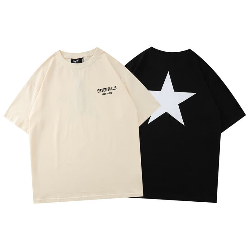 ESSENTIALS FEAR OF GOD Summer Five-Point Star Streetwear Loose Fit Cotton Unisex Short Sleeve T-Shirt