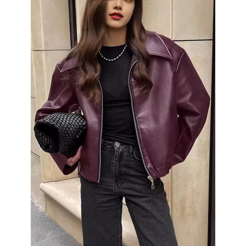 Motorcycle Style Leather Jacket 2026 European and American Fall/Winter New Loose Fit Fashion Cross-border Leather Coat New Women's Outerwear