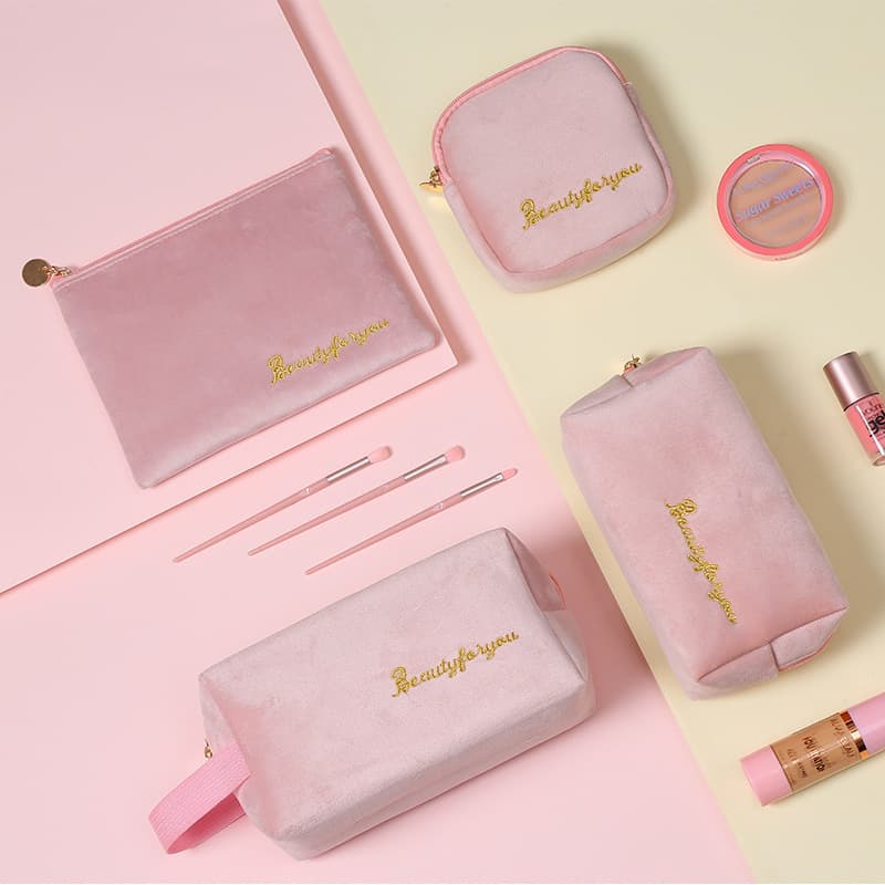 Velvet cloth cosmetic bag, flannel hand touch-up bag, portable lipstick bag, travel toiletries storage bag set