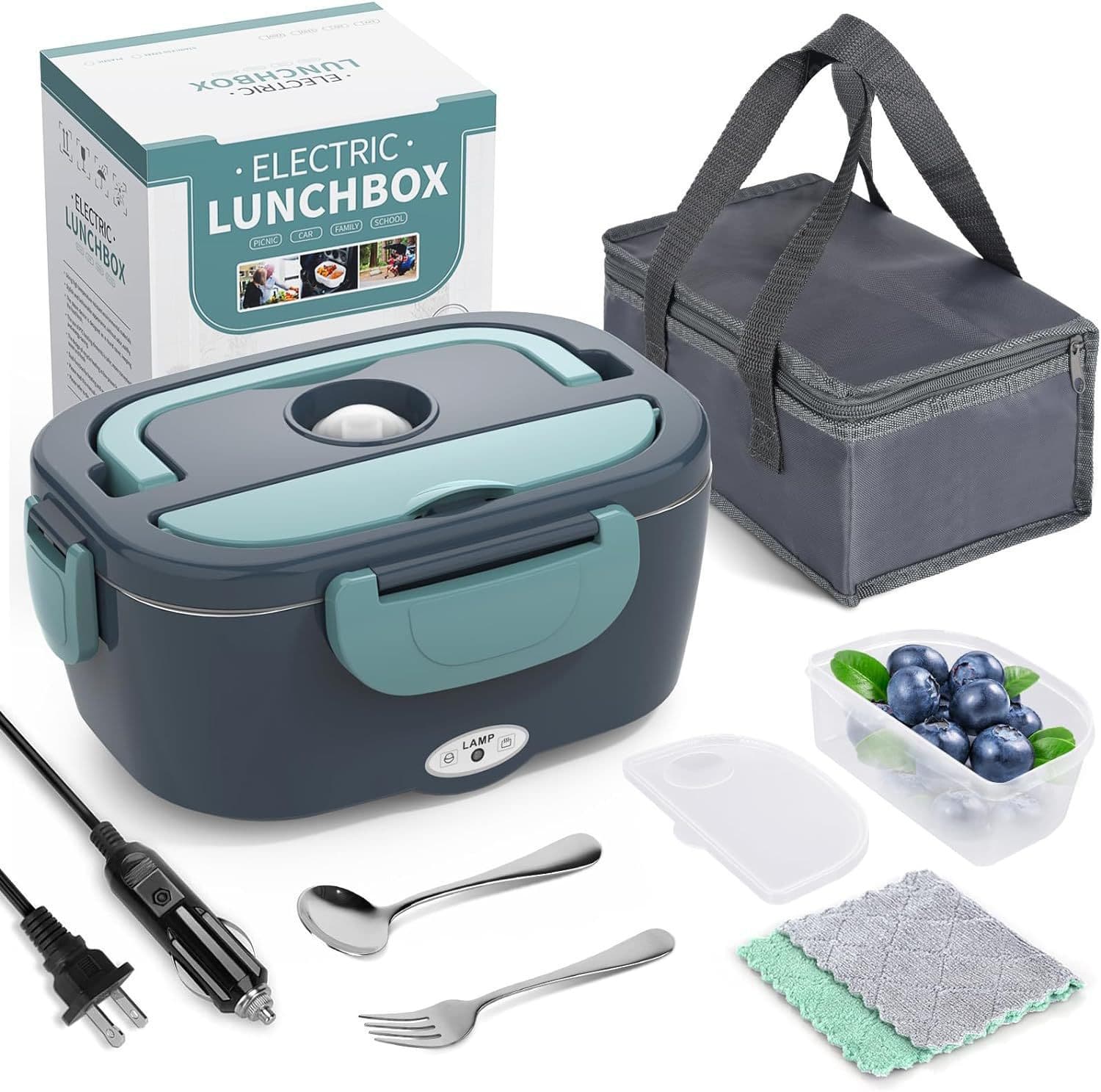 Cross-border foreign trade home car large-capacity dual-purpose electric heating and insulated lunch box portable stainless steel electric heating lunch box
