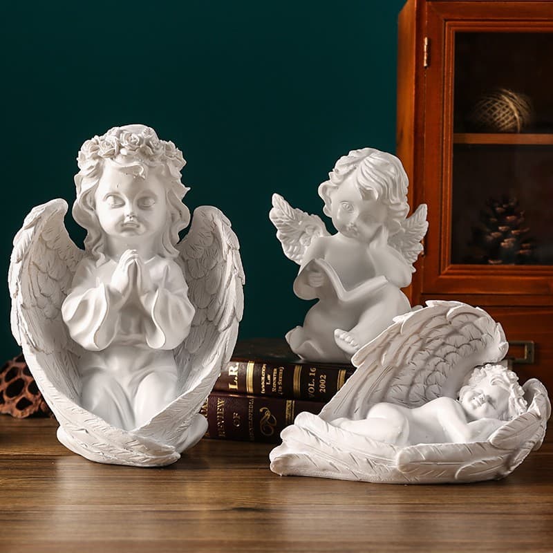 European-style Resin Angel Figurine for Study, Office Desk Decoration, Holiday Gift, Home Living Room TV Cabinet Wine Cabinet