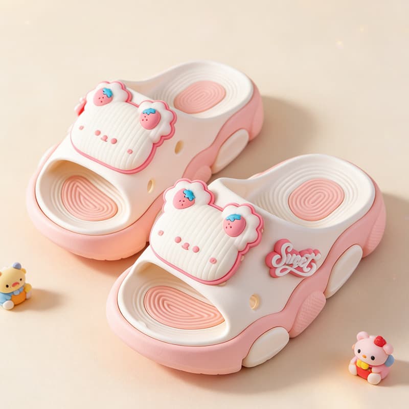 New Children's Slippers Summer Cartoon Soft Sole Bear Kids Sandals Outdoor Beach Boy Girl Parent-child Slippers