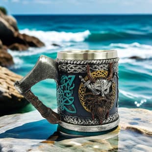 Viking Mug Cross-Border Bestseller, Viking Axe Beer Stein, Medieval Viking Pirate Mug Coffee Cup