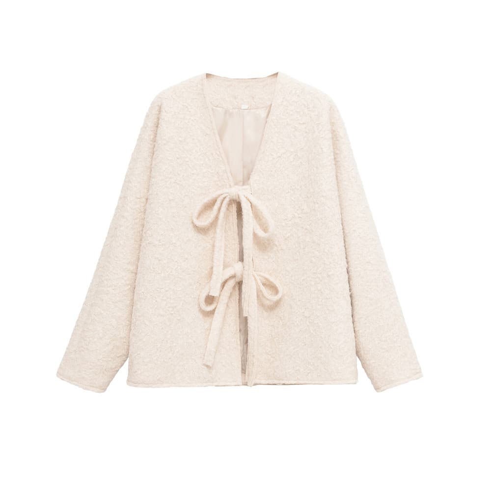 Overseas Trade Cross-Border Supply Autumn New European and American Style Fashionable Versatile Tie-Belt Woolen Long-Sleeve Coat