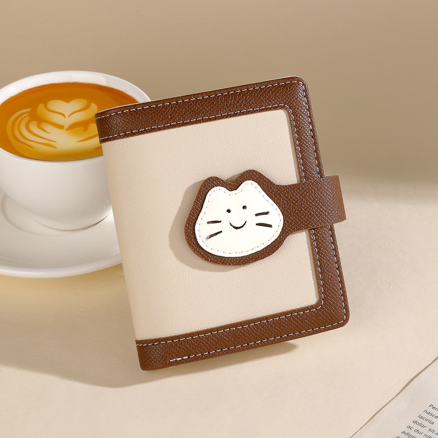 Multi-Slot Student Cute Cat Buckle Short PU Wallet Cross-Border Simple Tri-Fold Women's Wallet