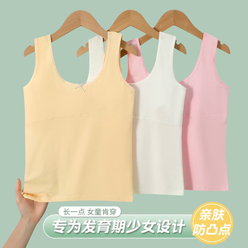 Long cotton undershirts for developing elementary/middle school girls