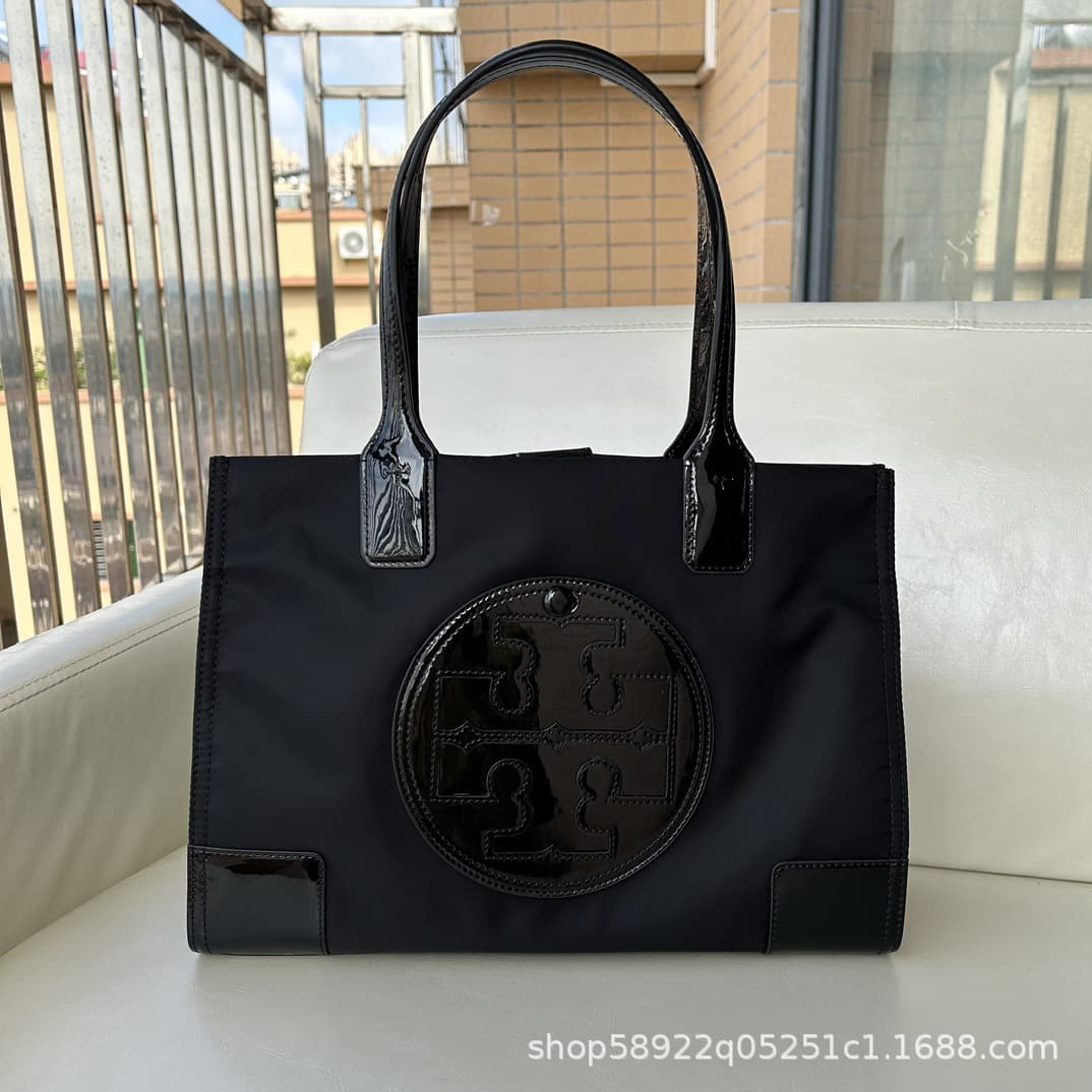 New tb women's bag patent leather nylon tote bag high quality fashion shopping bag mommy handbag versatile travel bag