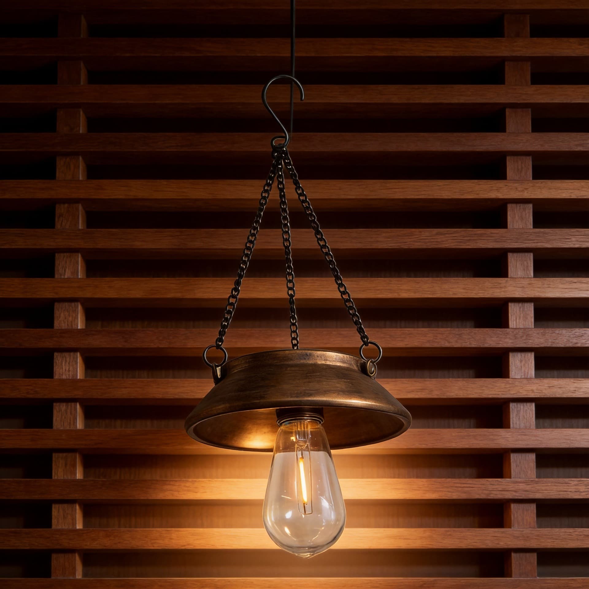 Hanging solar light outdoor waterproof retro copper chandelier solar flame chandelier for courtyard garden