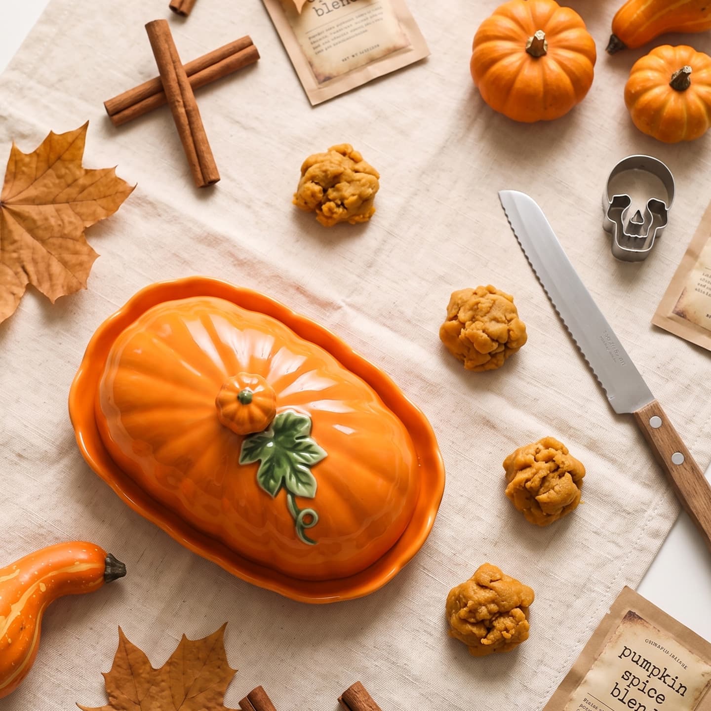 Best-selling Pumpkin-Shaped Ceramic Dinnerware Set, High-Aesthetic Creative Serving Plate for Home, Ins-Style Butter Dish