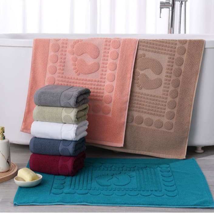 Customized pure cotton bath towels for hotels, beauty salons, thickened bathroom mats, machine-washable foot mats